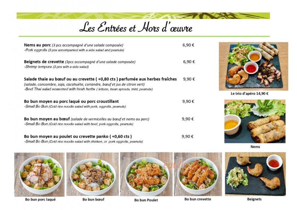 Bambou et Saveurs — carte page 1