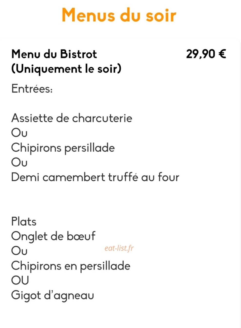 Bistrot & Compagnie — carte page 2