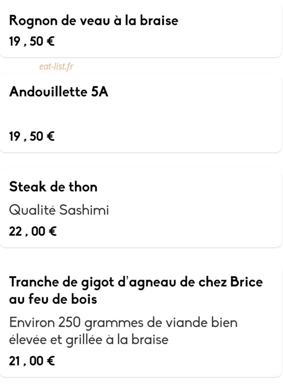 Bistrot & Compagnie — carte page 12