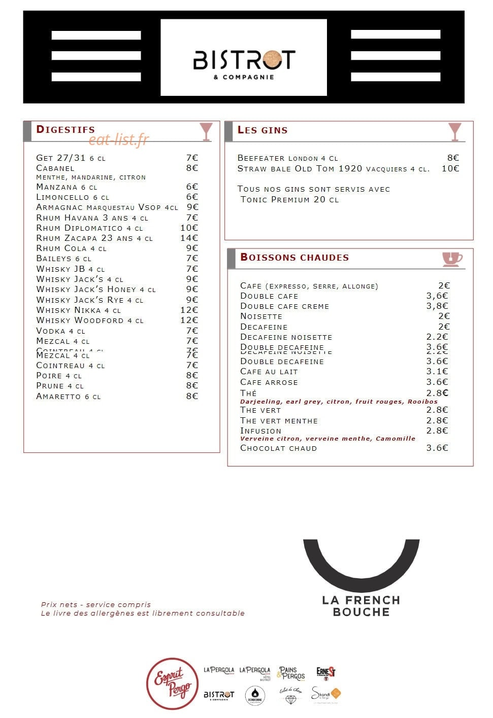 Bistrot & Compagnie — carte page 19