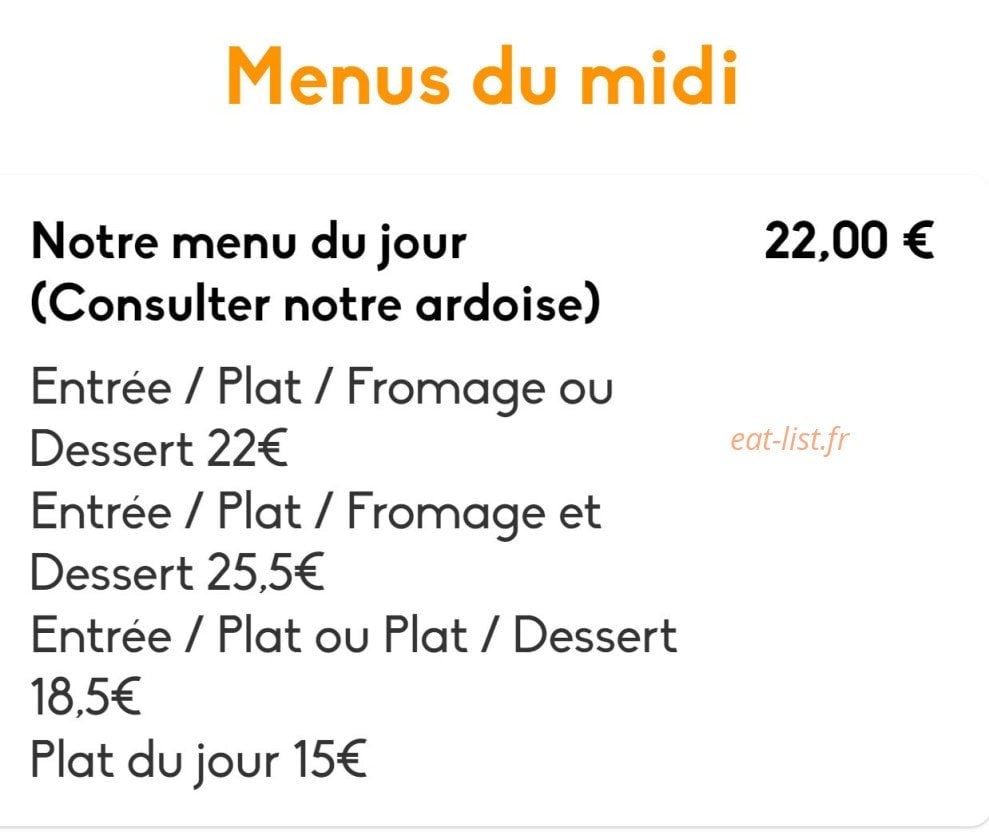 Bistrot & Compagnie — carte page 1
