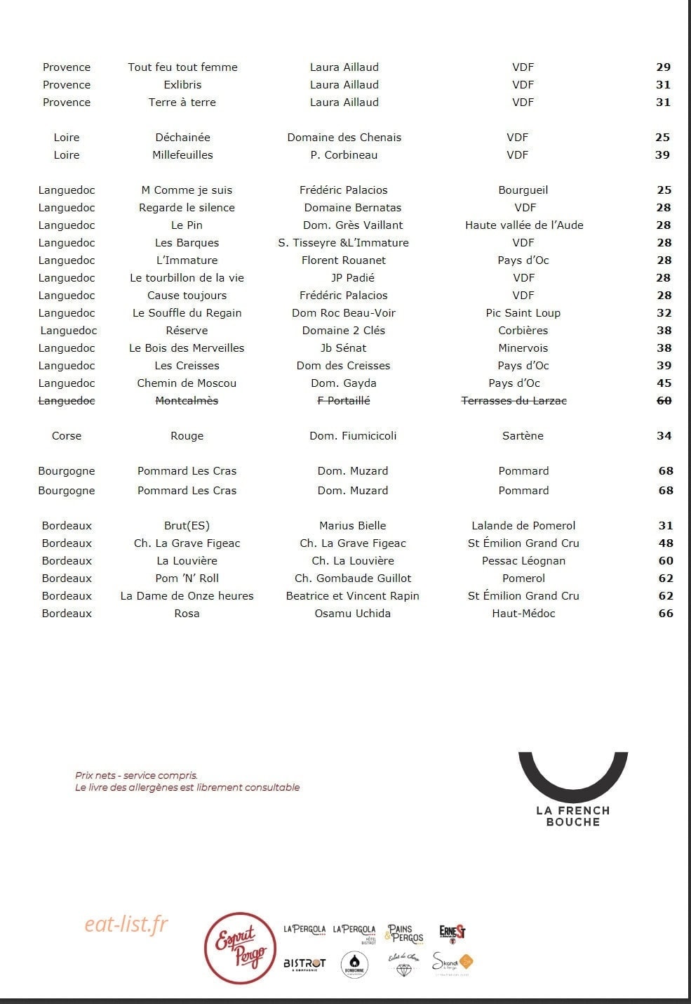 Bistrot & Compagnie — carte page 22