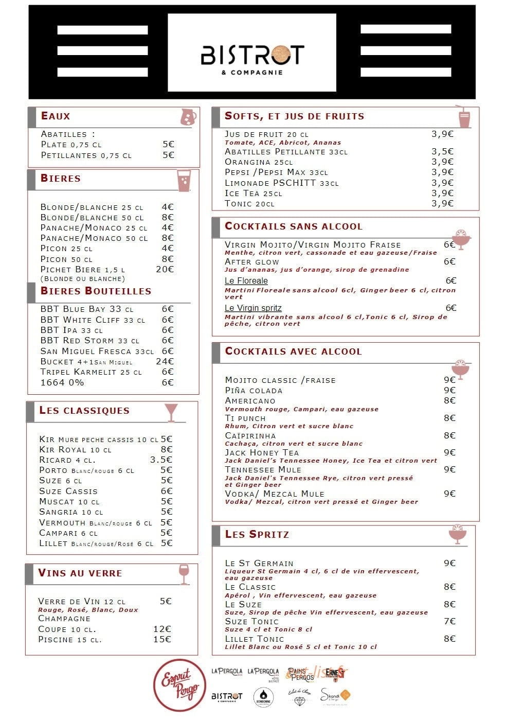 Bistrot & Compagnie — carte page 18