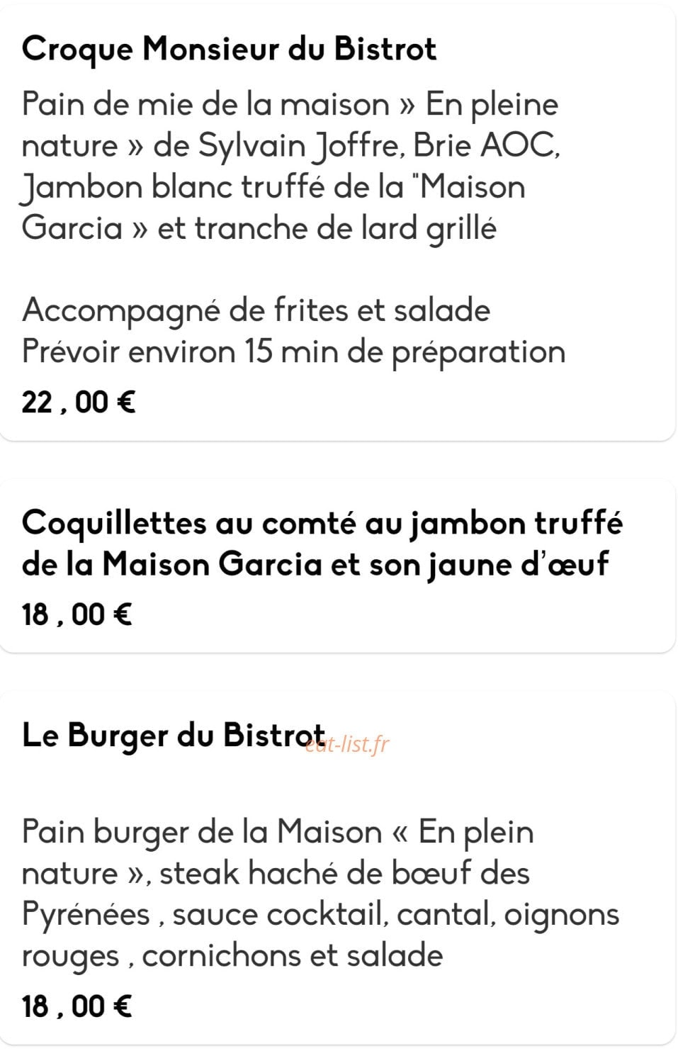Bistrot & Compagnie — carte page 13