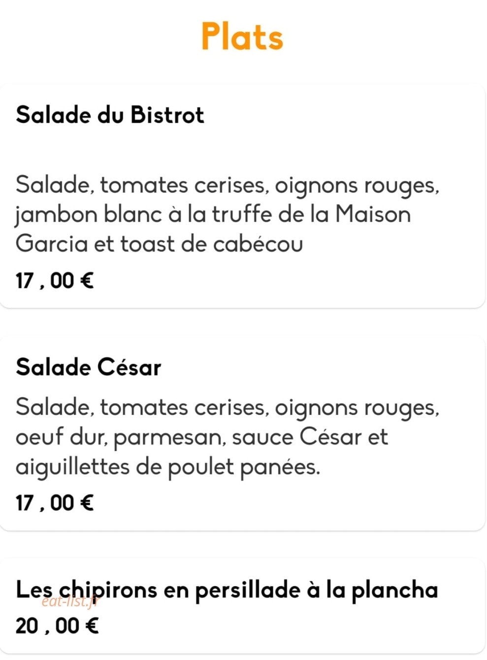 Bistrot & Compagnie — carte page 7