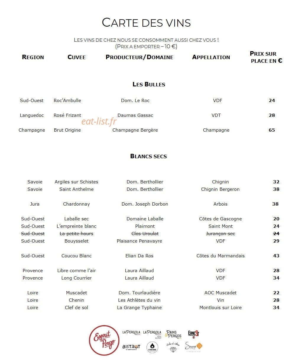 Bistrot & Compagnie — carte page 20