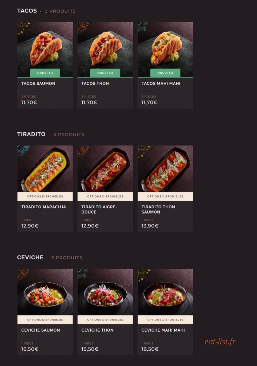 Côté Sushi — carte page 7
