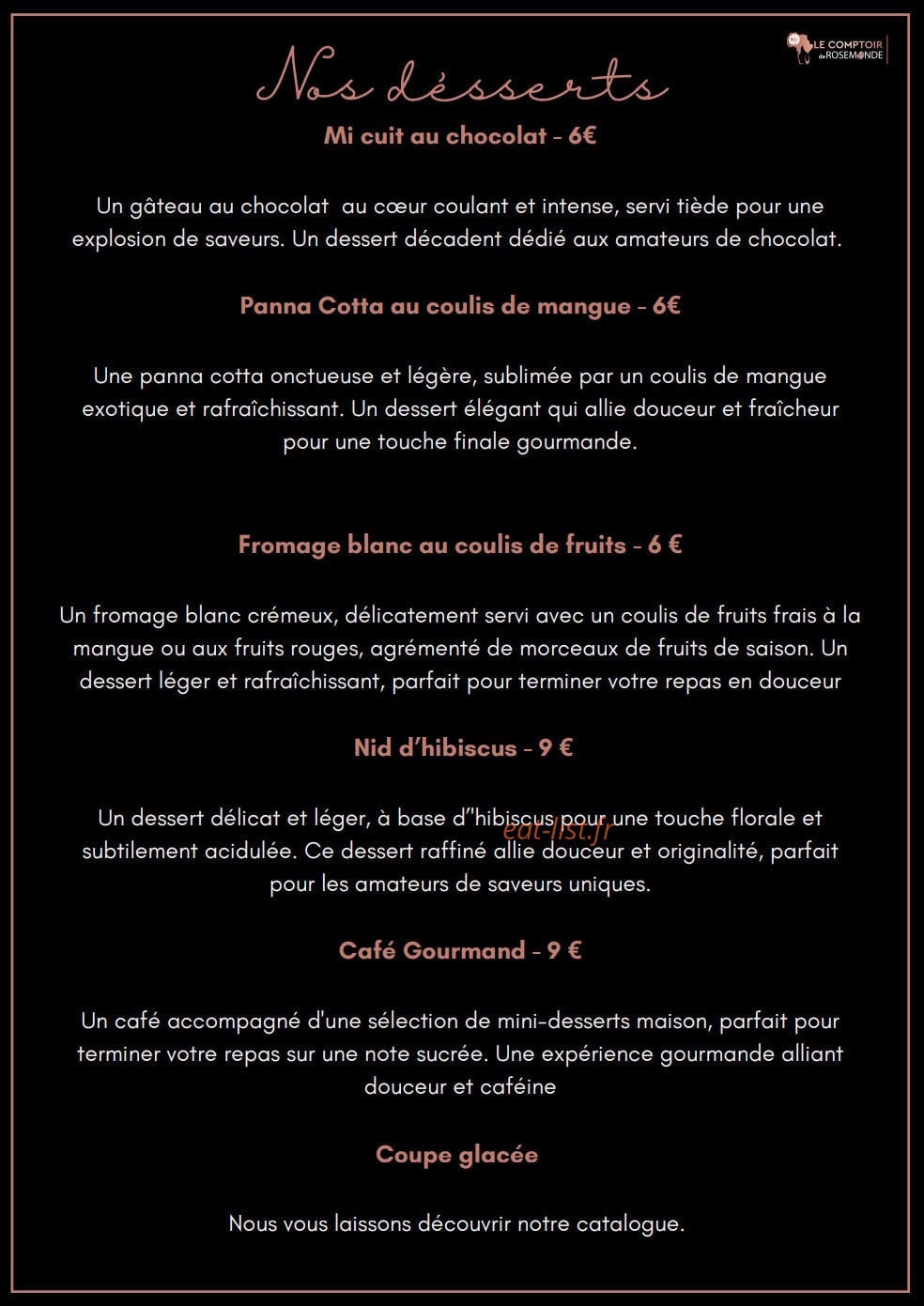 Le comptoir de rosemonde — carte page 5