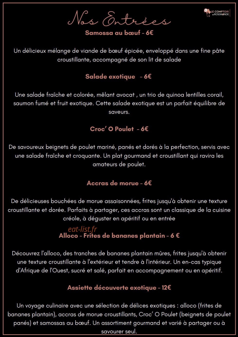 Le comptoir de rosemonde — carte page 2