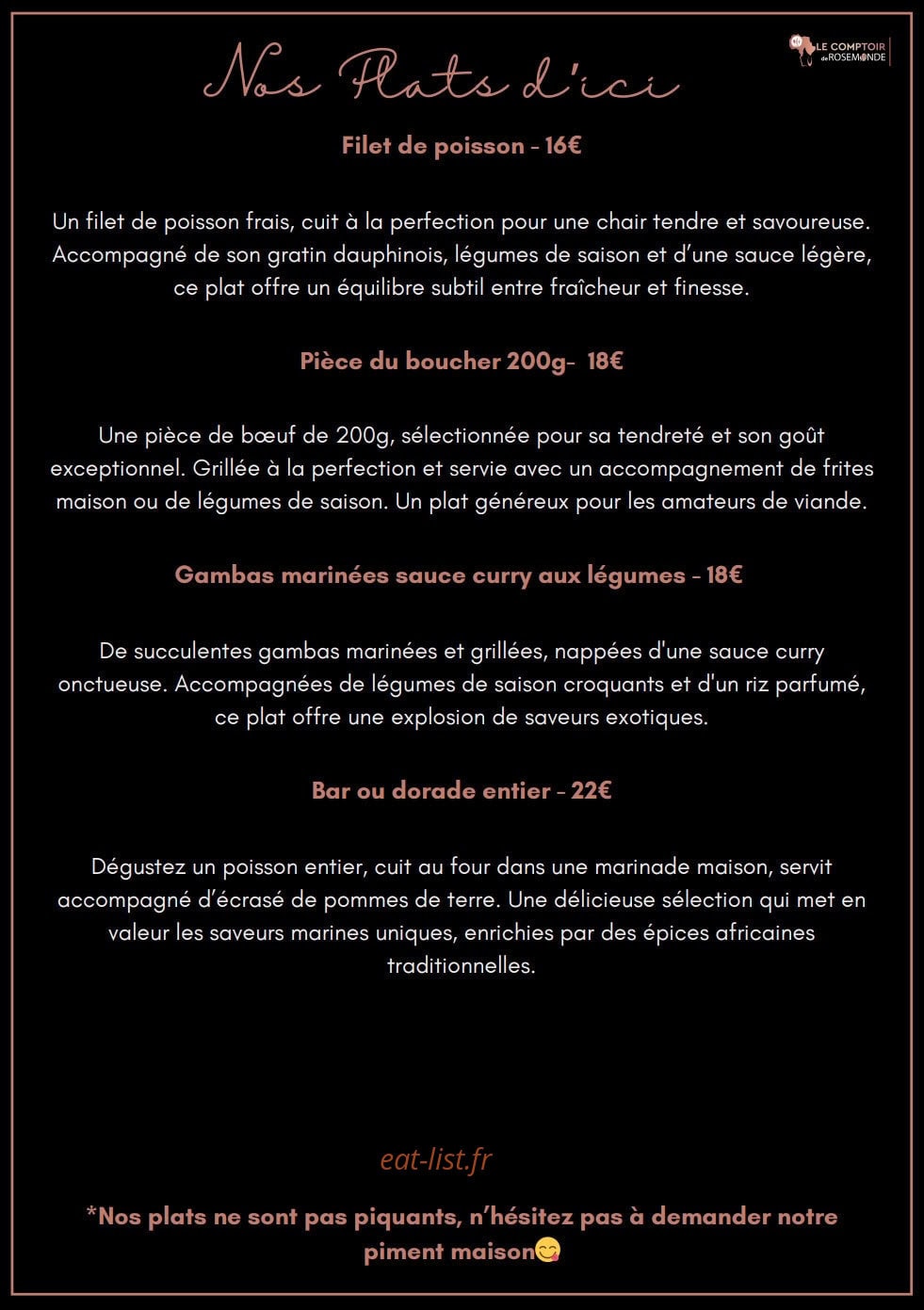 Le comptoir de rosemonde — carte page 4
