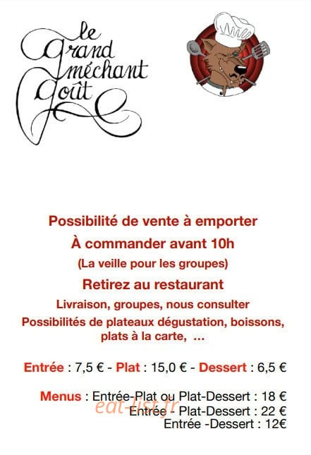 Le Grand Méchant Goût — carte page 1