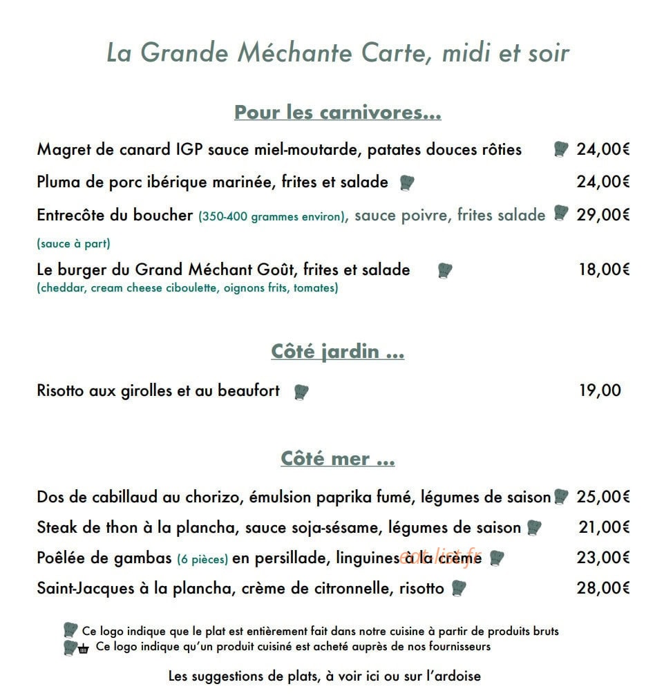 Le Grand Méchant Goût — carte page 3