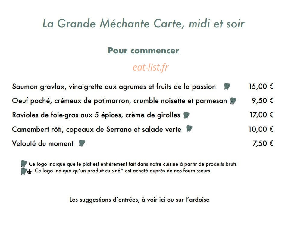 Le Grand Méchant Goût — carte page 2