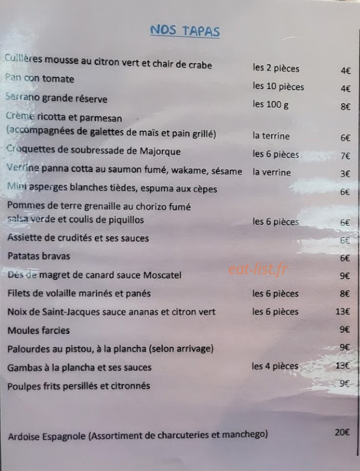 O 20 Gourmet — carte page 1
