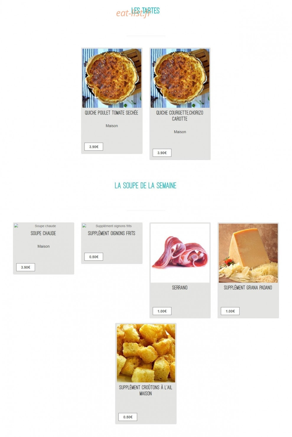Fresh Cooking — carte page 2
