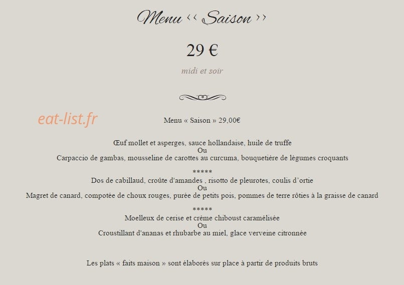 Autan des saveurs — carte page 1