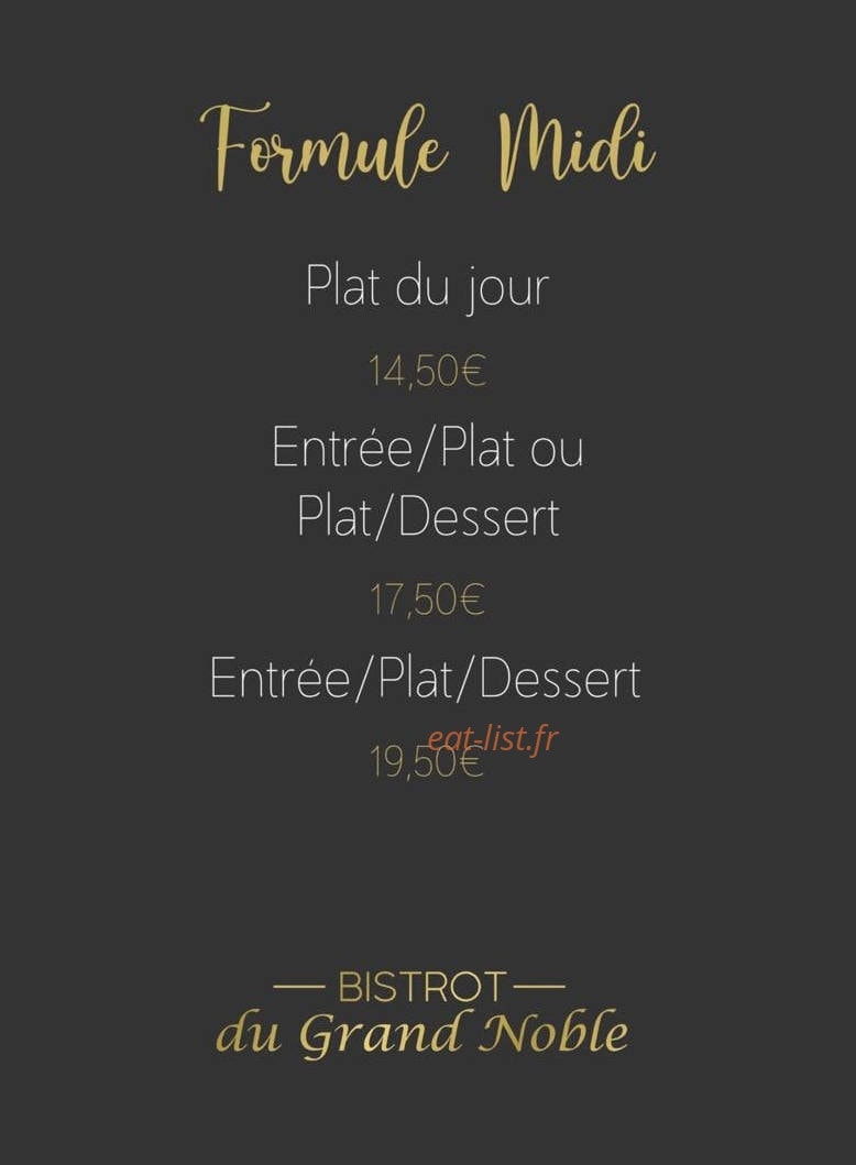 Bistrot du Grand Noble — carte page 2