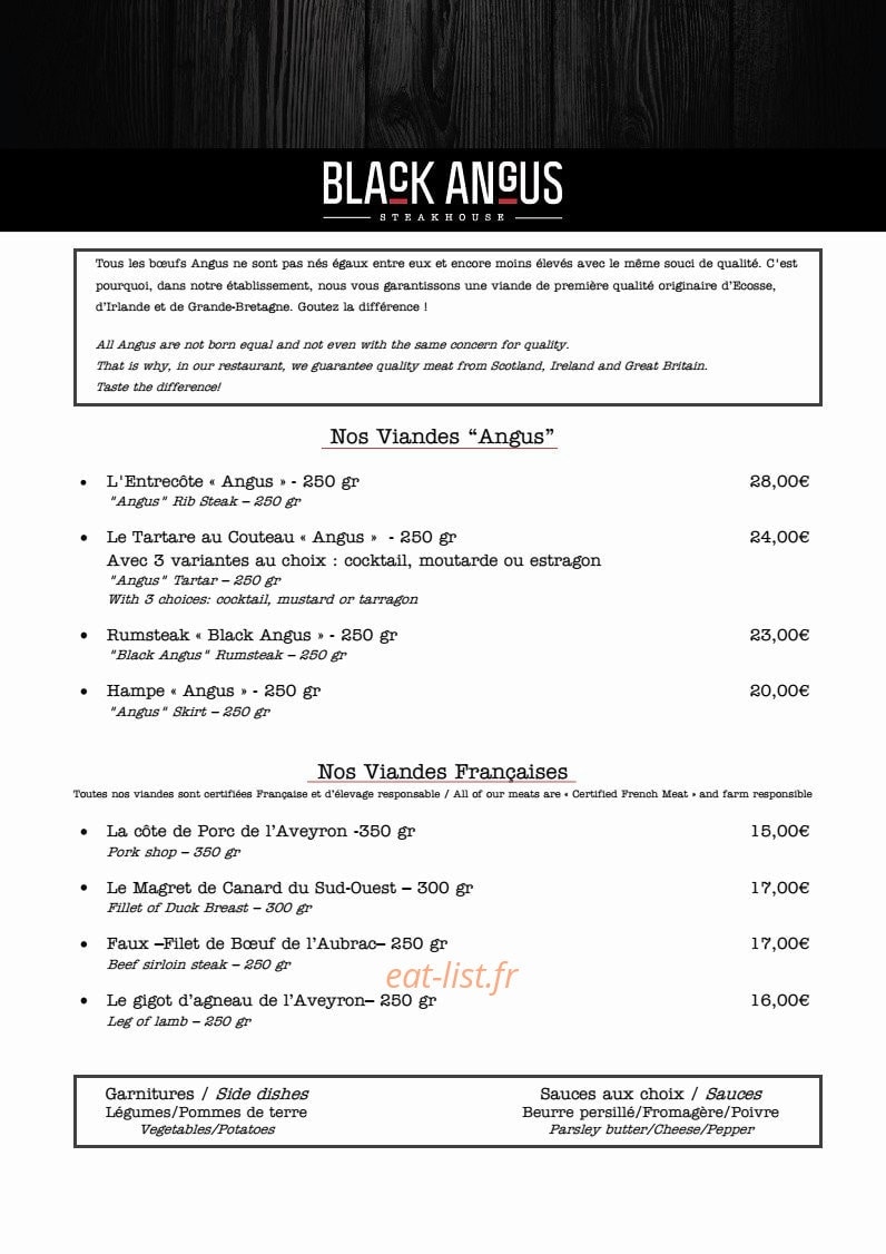 Black Angus — carte page 1