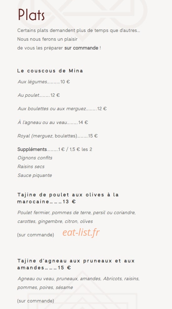 Chez Mina Rusicade — carte page 2