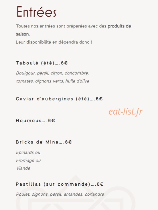 Chez Mina Rusicade — carte page 1
