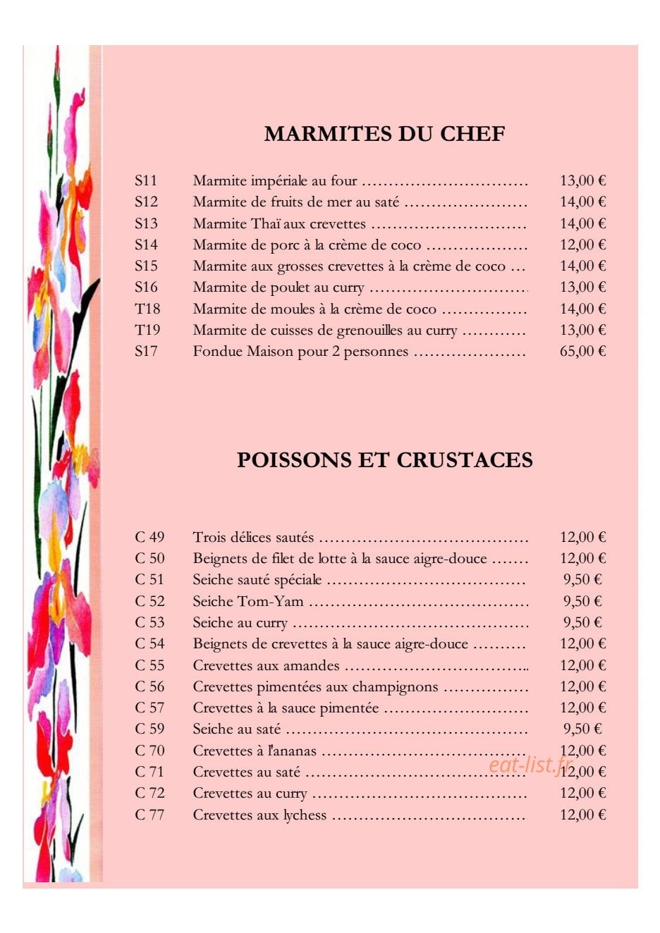 escale en asie blagnac carte Escale en Asie à Blagnac, carte menu et photo