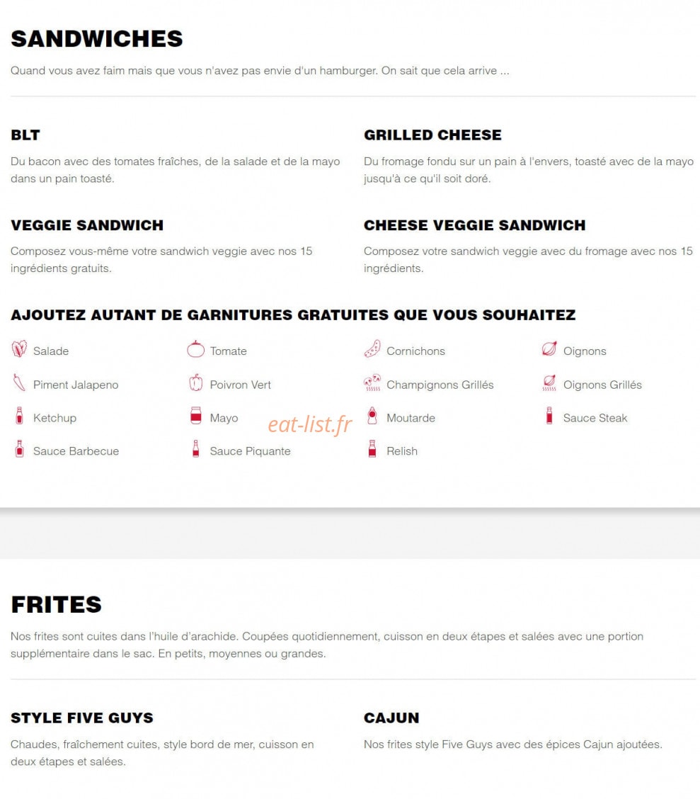 Five Guys — carte page 2