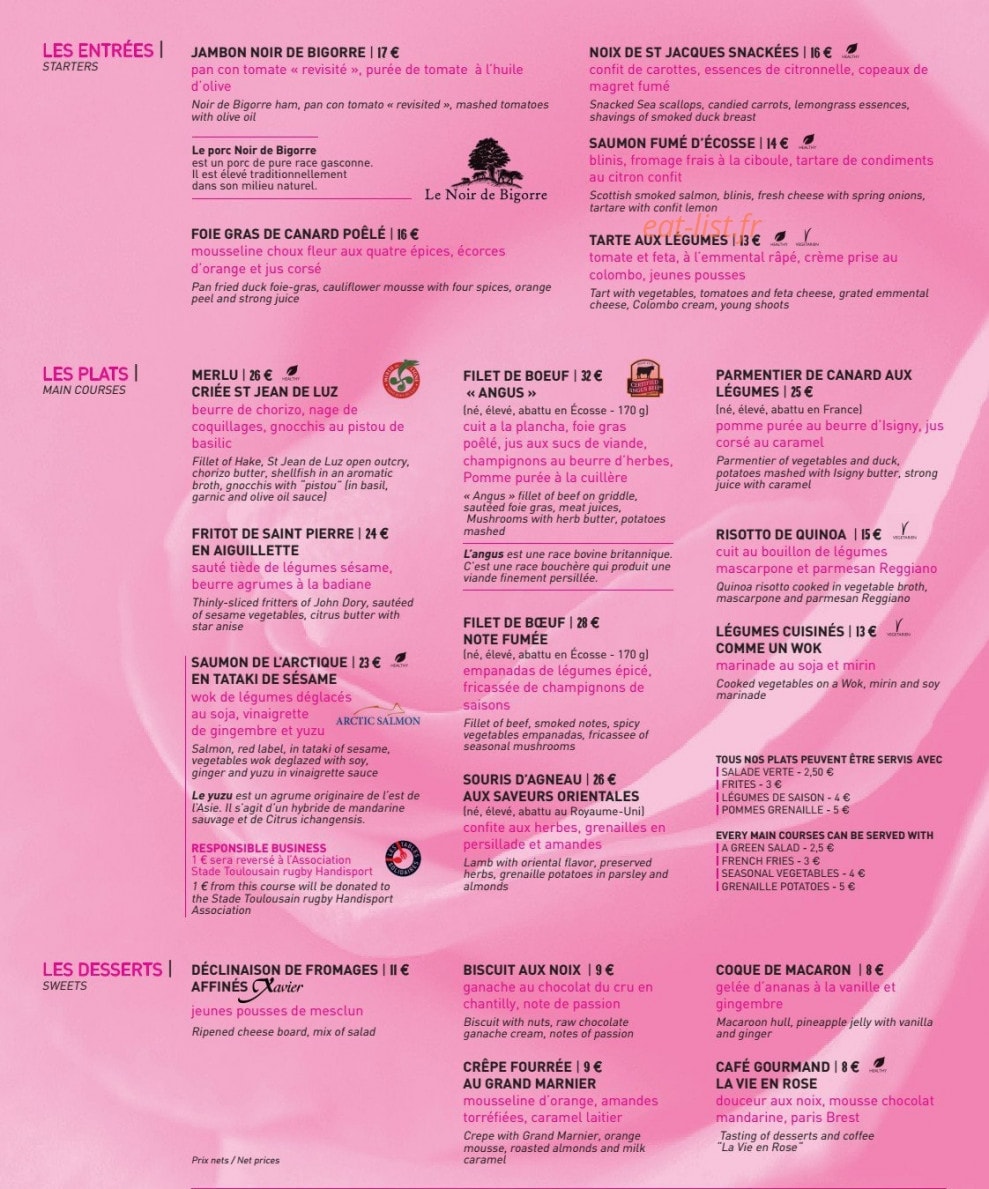 La Vie En Rose — carte page 1