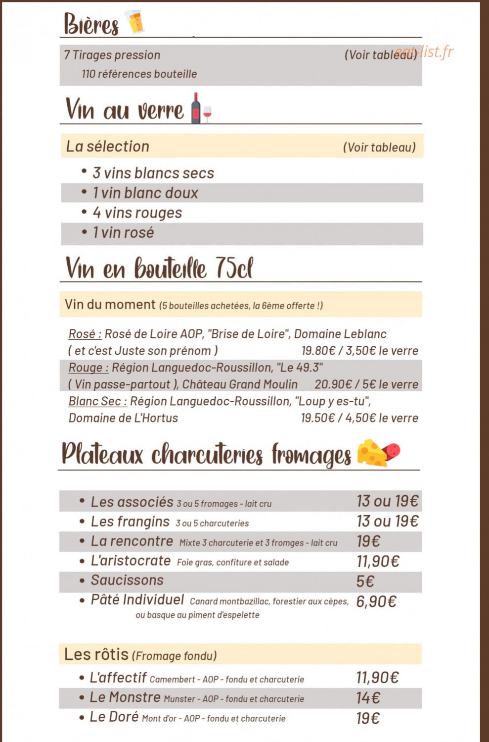 Le Bon Mélange — carte page 1