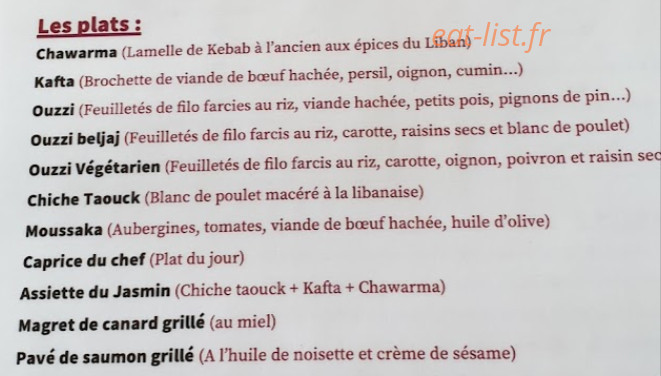 Le Coin du Jasmin — carte page 2