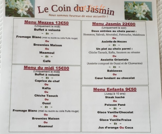 Le Coin du Jasmin — carte page 3