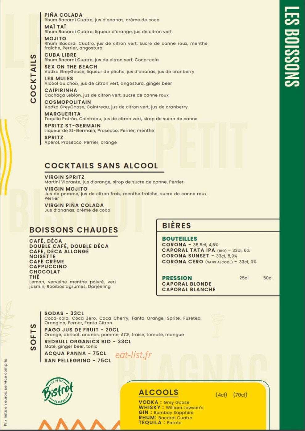 Le Petit Bistrot — carte page 4