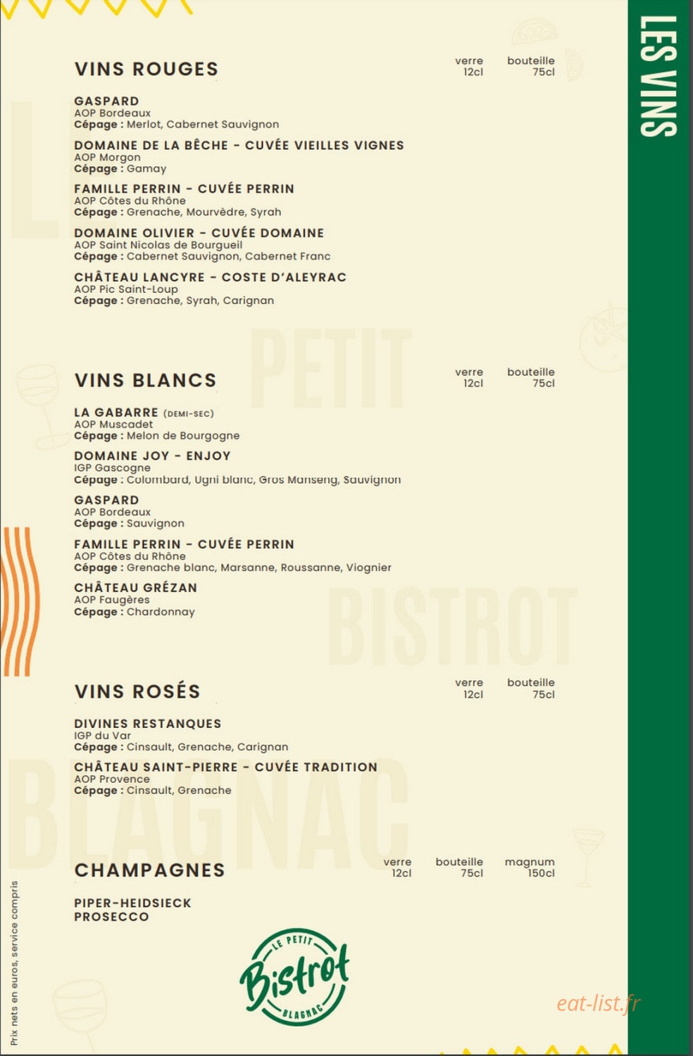 Le Petit Bistrot — carte page 3