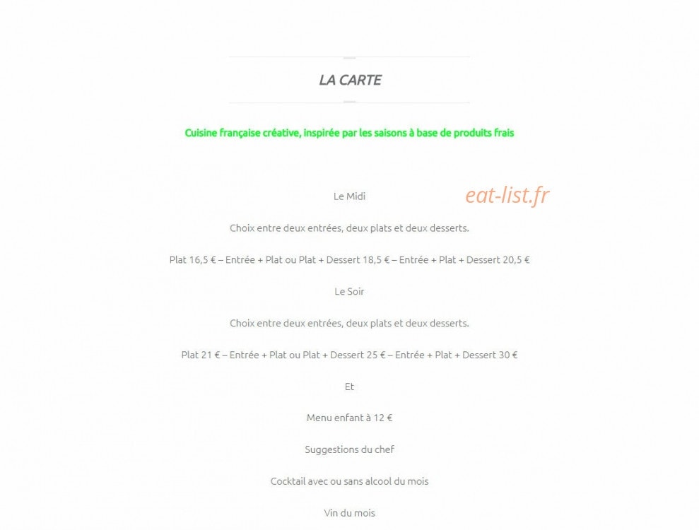 Mon Bistrot — carte page 1