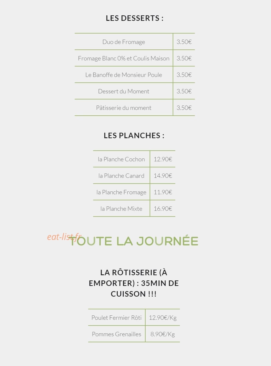 Monsieur Poule — carte page 2