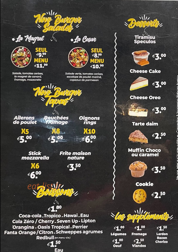 Novo Burger — carte page 2