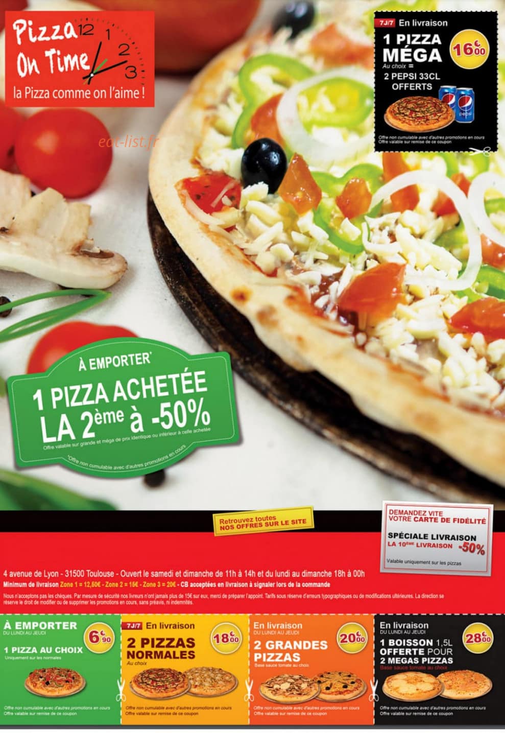 Pizza On Time — carte page 1