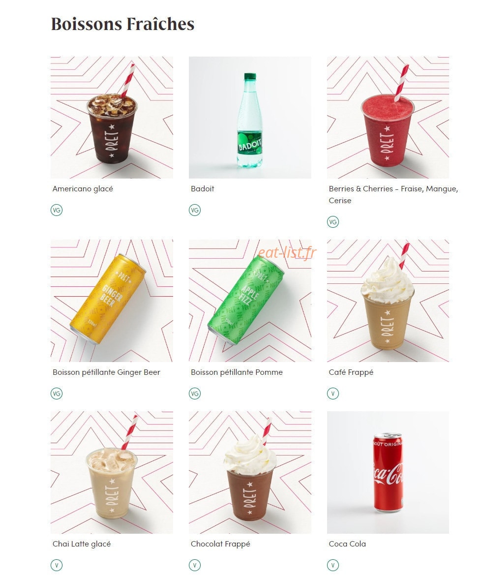 Pret A Manger — carte page 18