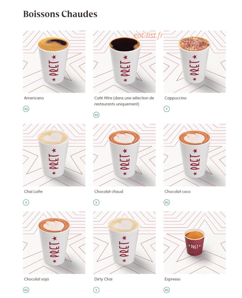 Pret A Manger — carte page 16