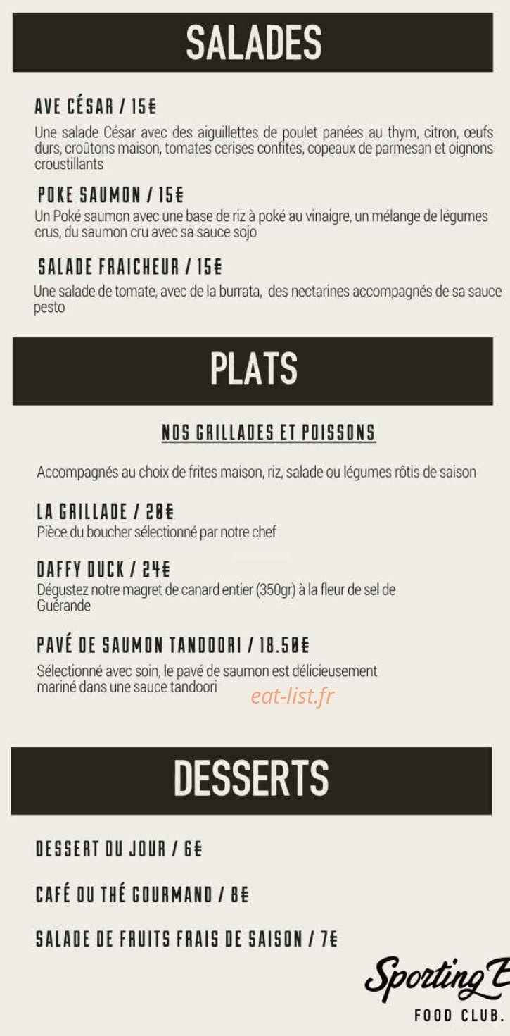Sporting Eat — carte page 3