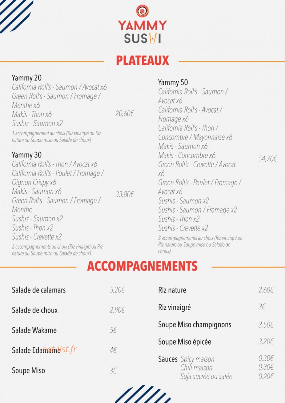 Yammy Sushi — carte page 3