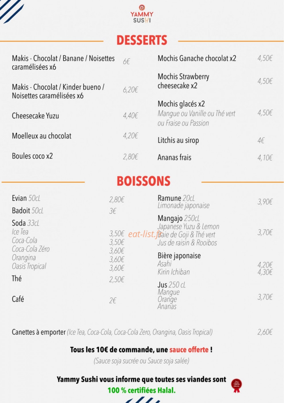 Yammy Sushi — carte page 8