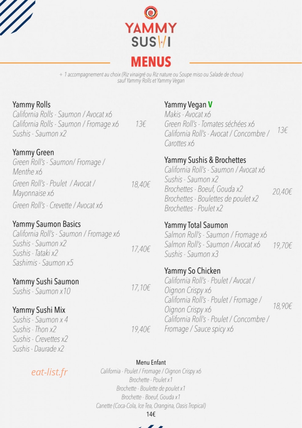 Yammy Sushi — carte page 2