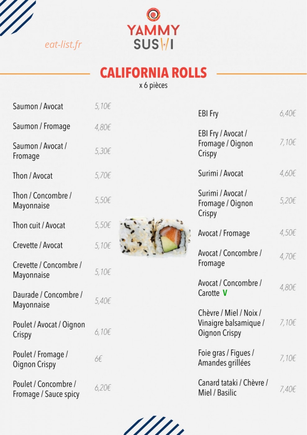 Yammy Sushi — carte page 4