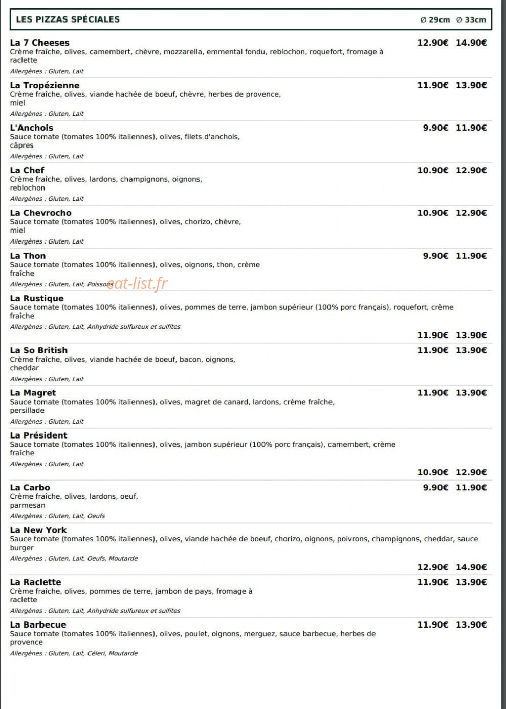 Le Kiosque à Pizzas — carte page 3