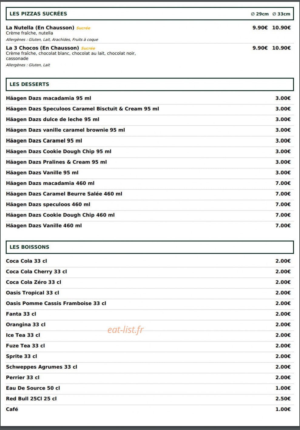 Le Kiosque à Pizzas — carte page 5