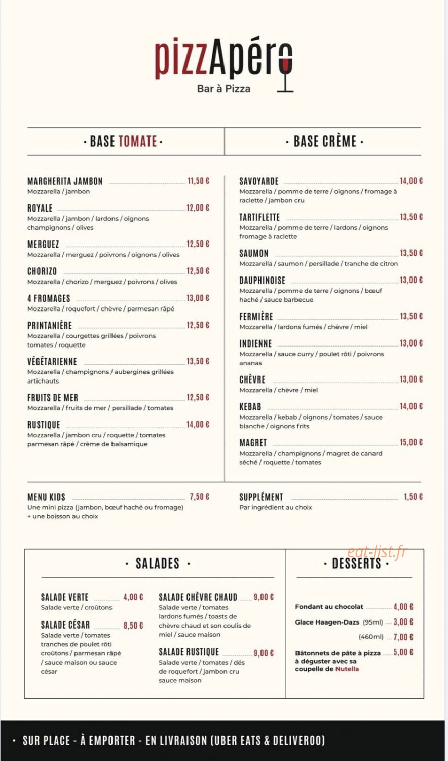 PizzApéro — carte page 1