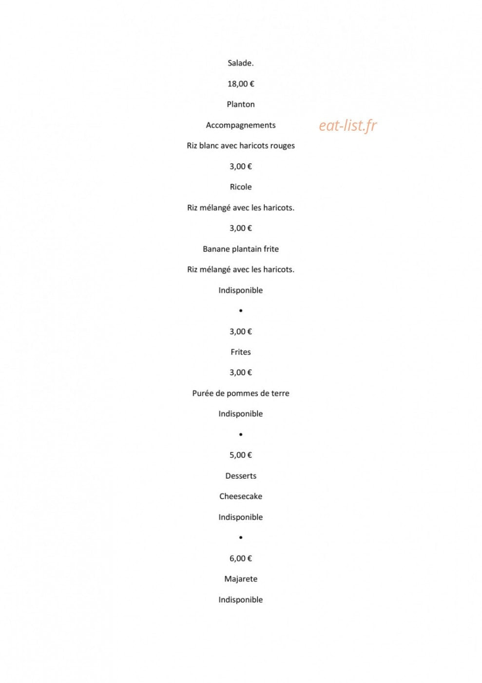 Carte et menu de La Casita de José à Escalquens — Les plats page 3 et desserts