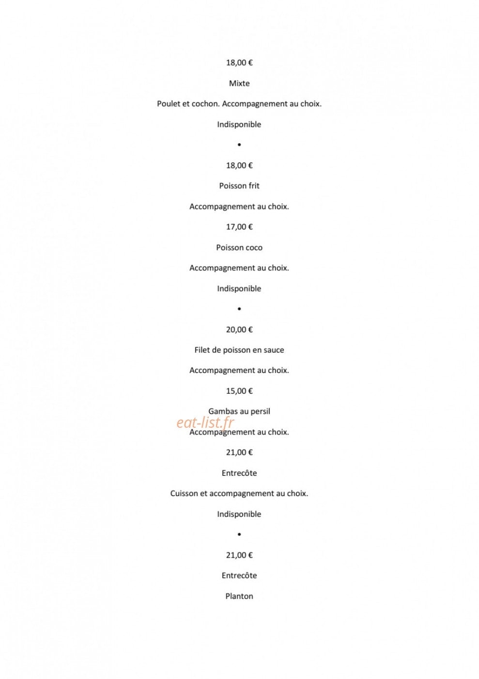 Carte et menu de La Casita de José à Escalquens — Les plats page 2