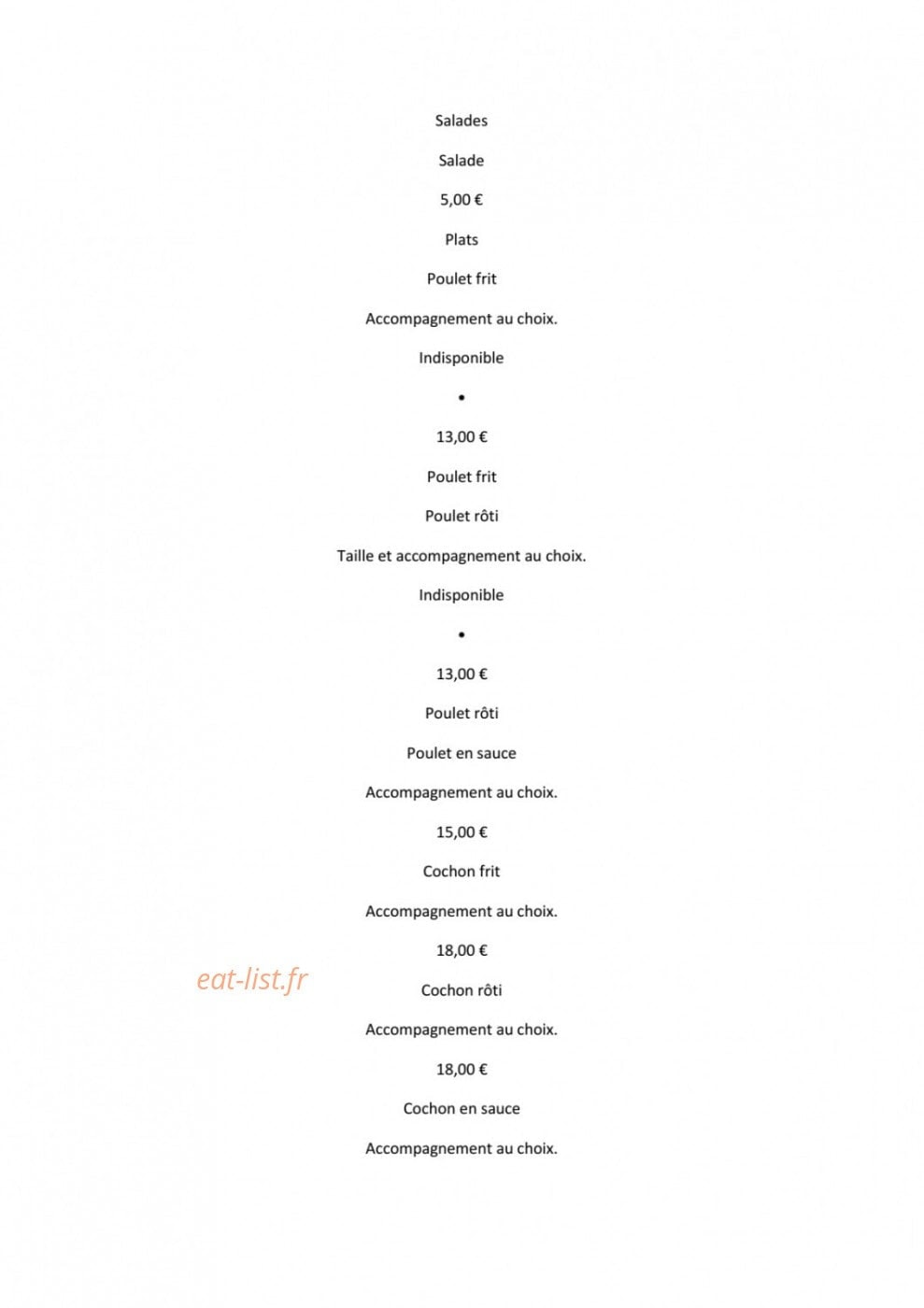 Carte et menu de La Casita de José à Escalquens — Les plats
