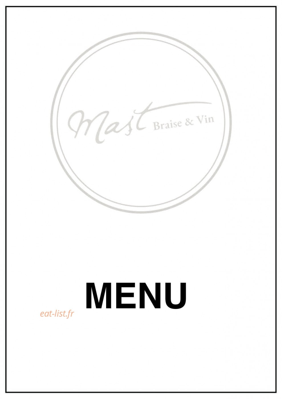 carte et menu Mast braise et vin Escalquens